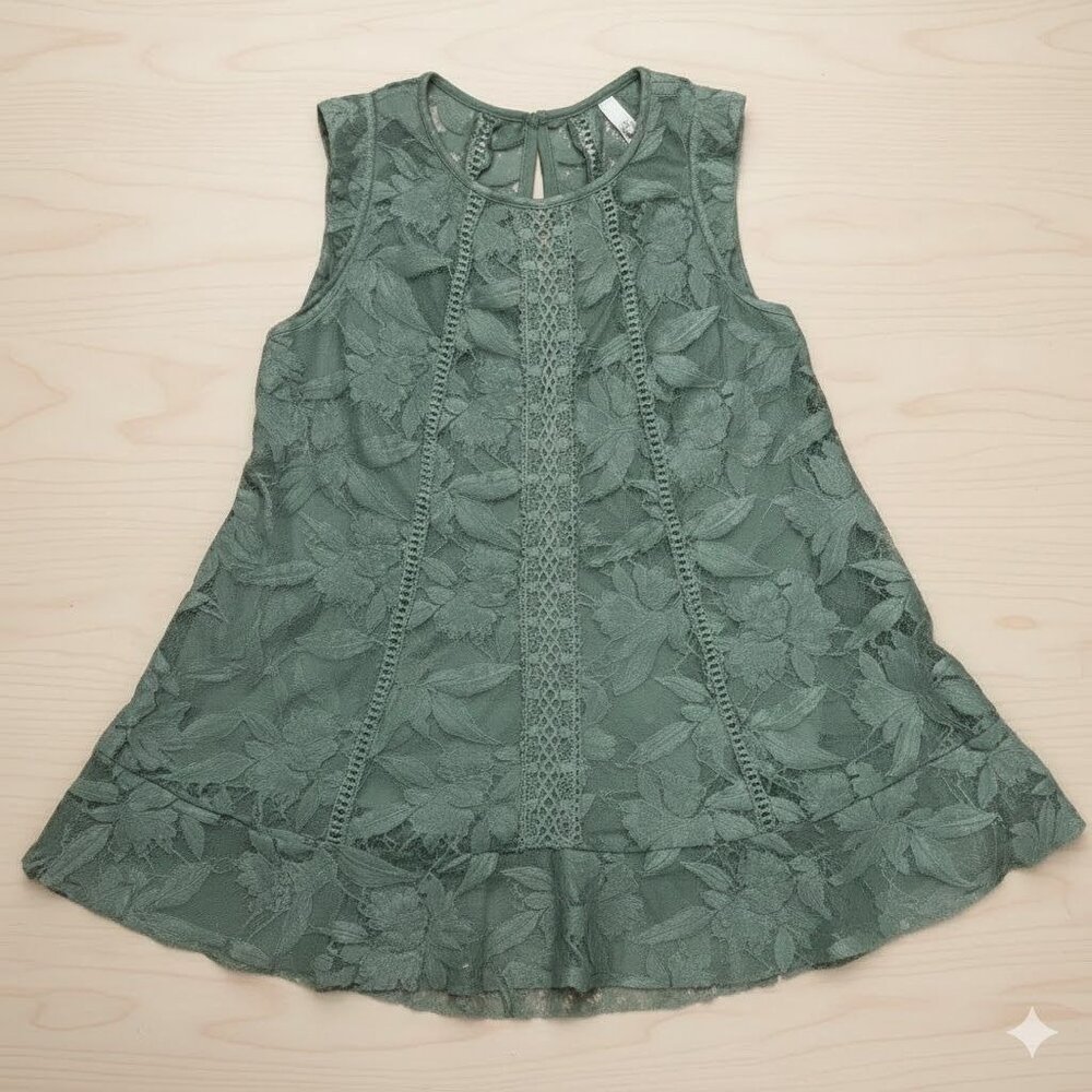Xhilaration XS Boho Lace Overlay Tunic‎ - Romantic A-Line Swing Top Retro Mod